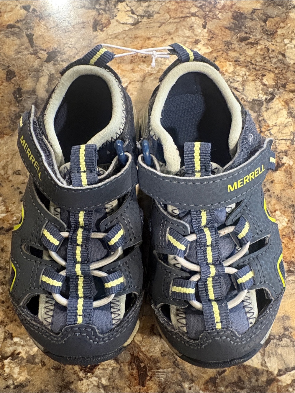 Merrell Navy and Yellow Kids Closed-Toe Sport Sandals